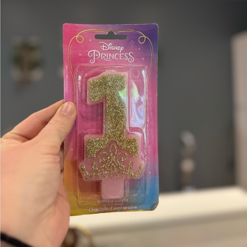 Disney Princess Glittery Gold Number 1 Candle